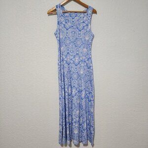 Soft Surroundings Sleeveless Maxi A Line Dress Floral Small Bohemian Travel Wear